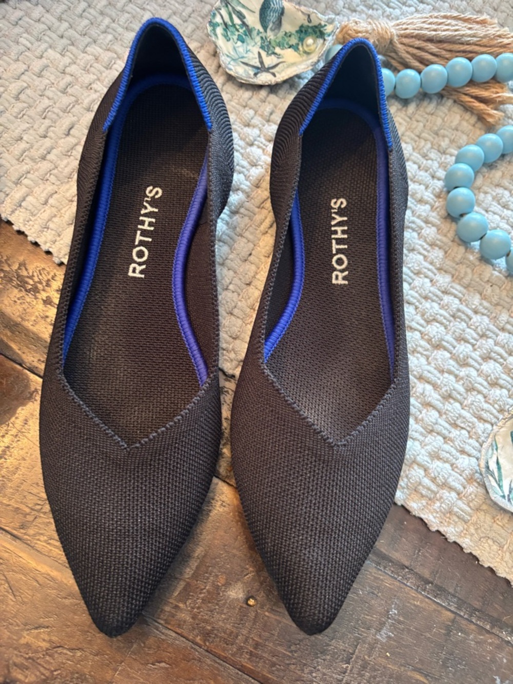 Rothy’s Black Pointed Toe Flats Size 7.5 | Washable Knit Sustainable Chic In Box
